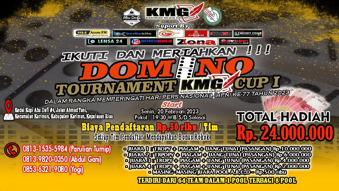 Malam ini, Turnamen Domino KMG Cup I Digelar di Abu Dafi Cafe