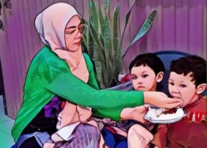 Ilustrasi kesadaran hak asasi makanan bergizi bagi anak. (ft webkomnasham)