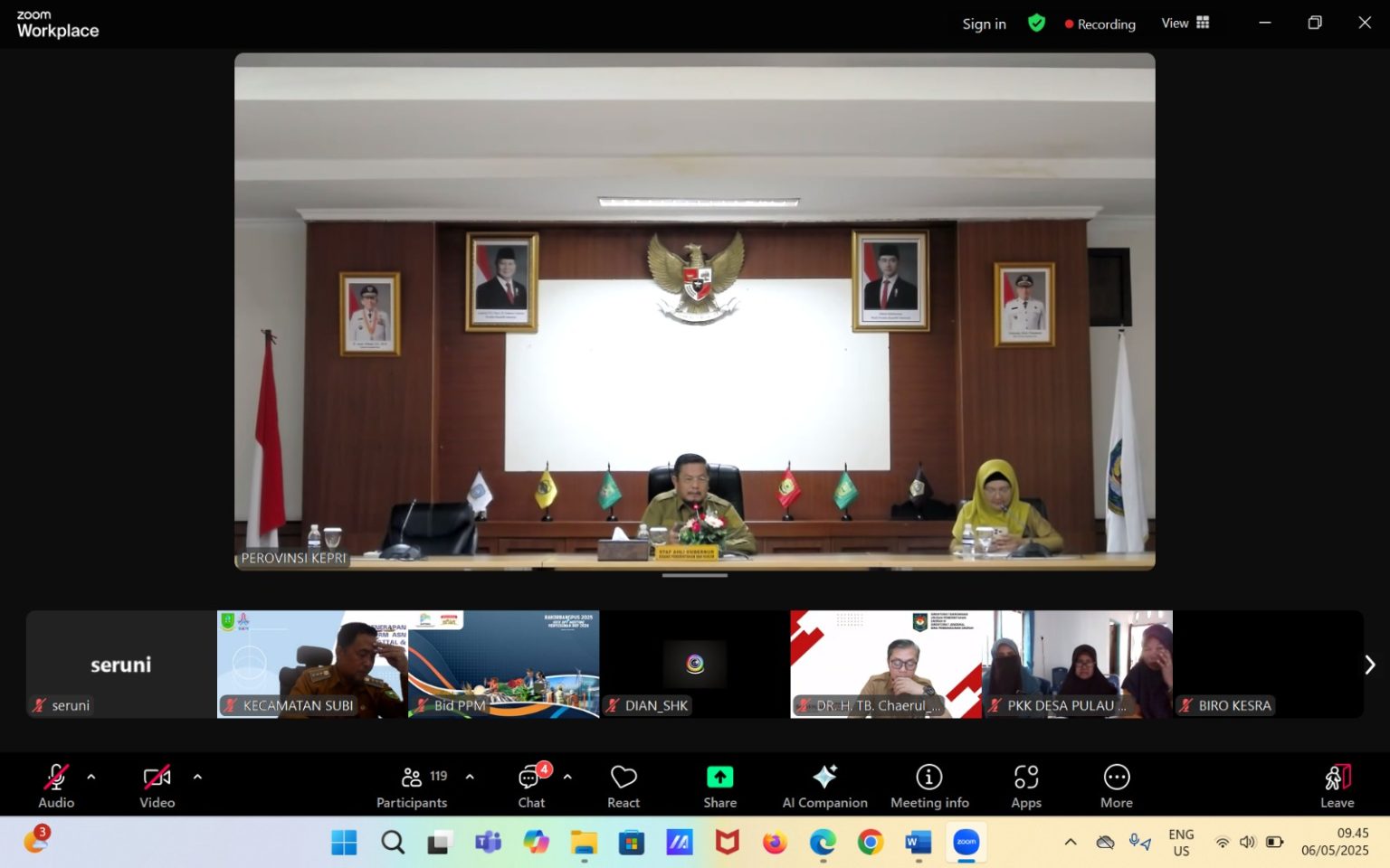 Suasana zoommeeting, pagi tadi. (ft kominfonatuna)