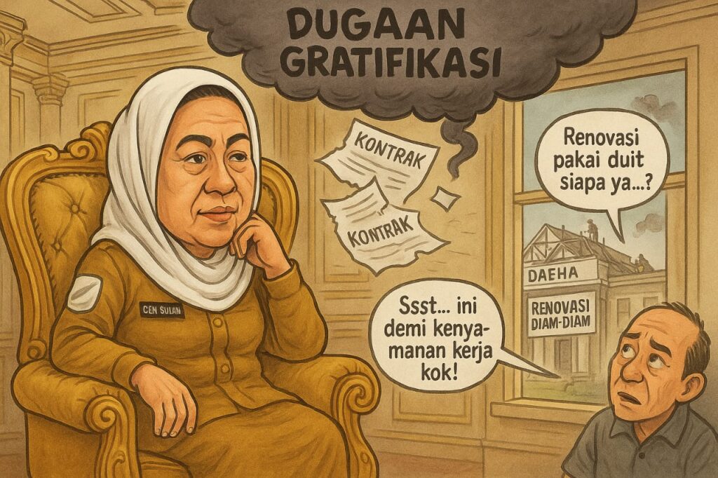 Ilustrasi dugaan gratifikasi yang menghantui Bupati Cen Sui Lan. (ft rusdi)