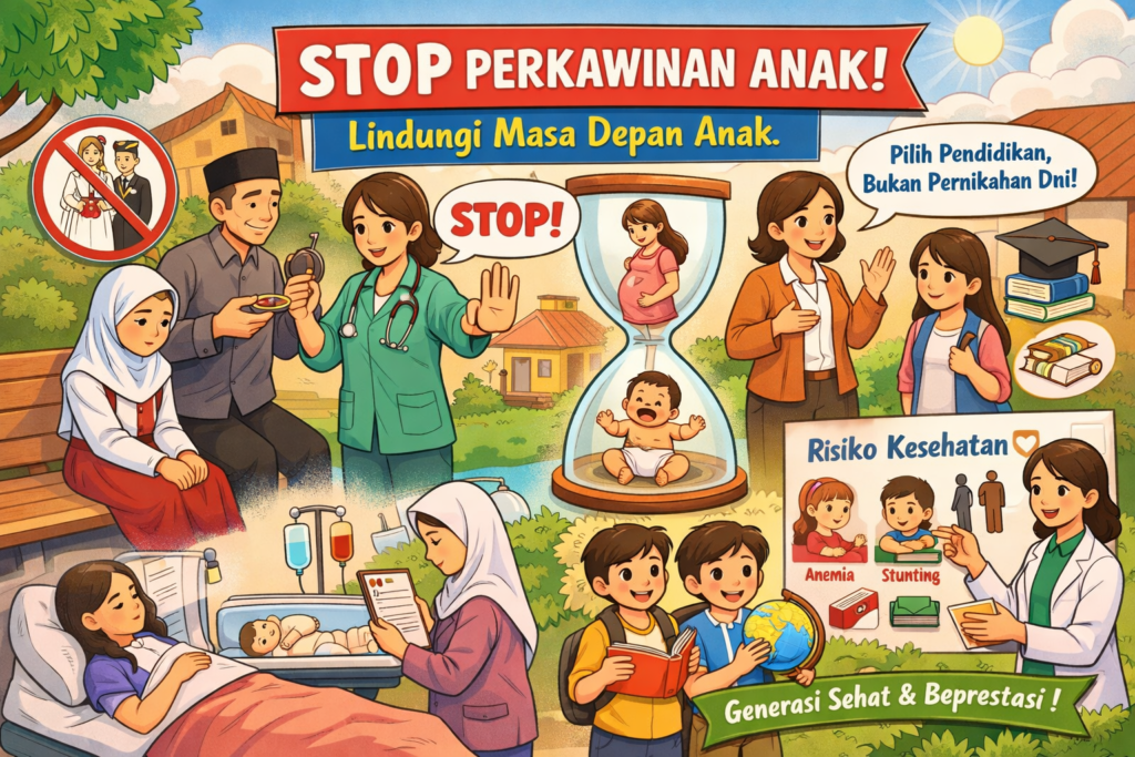Ilustrasi AI Perkawinan Dini. (ft infopublikid)