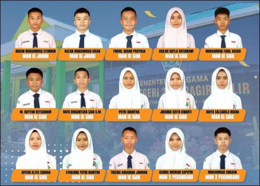 Sebanyak 15 siswa berpretasi dari MTSN 2 Inhil. (ft mtsn2inhil)