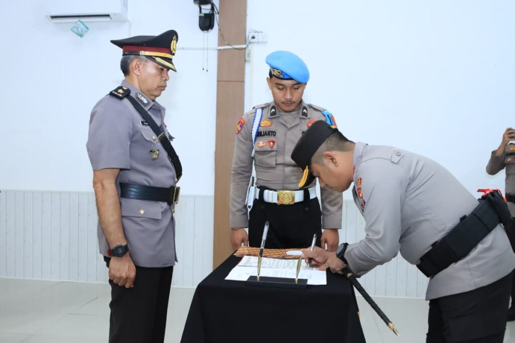 Suasana pelantikan Kabag Log Polres Inhil yang baru, pagi tadi. (ft muhamad)