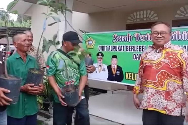 Sekdakab Muhammad Firmansyah saat membagikan bibit alpukat kepada petani, belum lama ini. (ft bangfirman)