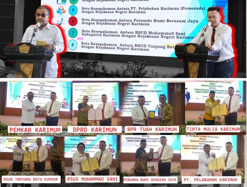 Suasana penandatangan Mou Kejaksaan dengan sembilan instansi di Kabupaten Karimun, beberapa hari lalu. (ft intelkejarimun)