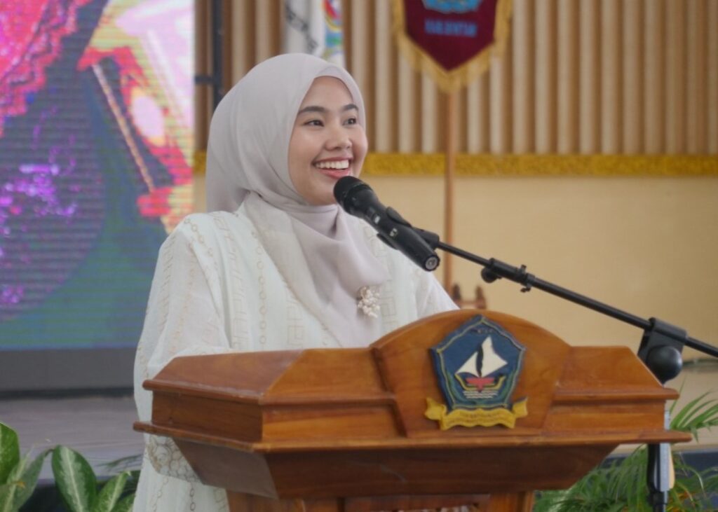 Hafizha Ramadhani, Ketua TP PKK BIntan saat sambutan acara, akhir pekan lalu. (ft humasbintan)