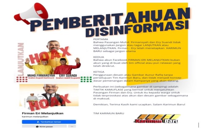 Flyer Firman Ery yang tersebar di media sosial. hari ini. (ft zonakarimun)