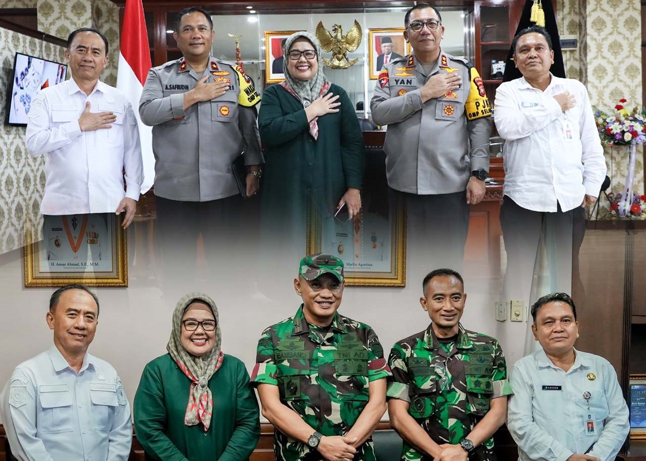 Plt Gubernur Kepri Marlin Agustina saat menggelar dua kegiatan, kunjungan ke Polda dan menerima Danrem di dua tempat berbeda, pagi tadi. (ft diskominfokepri)