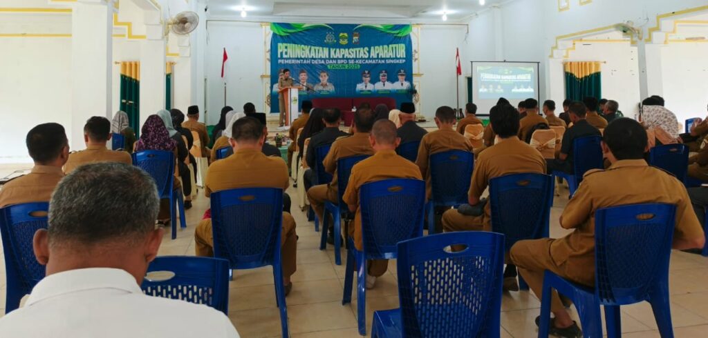 Sosialisasi Peningkatan Kapasitas Aparatur Pemerintahan Desa dan BPD se-Kecamatan Singkep, pagi tadi. (ft wandy)
