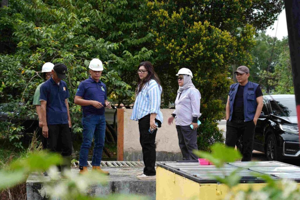 Anggota Deputi Bidang Pelayanan Umum BP Batam, Ariastuty Sirait saat mengunjungi IPA Dam Sei Harapan dan daerah stres area di Tanjung Riau, kemarin. (ft humasbpbatam)