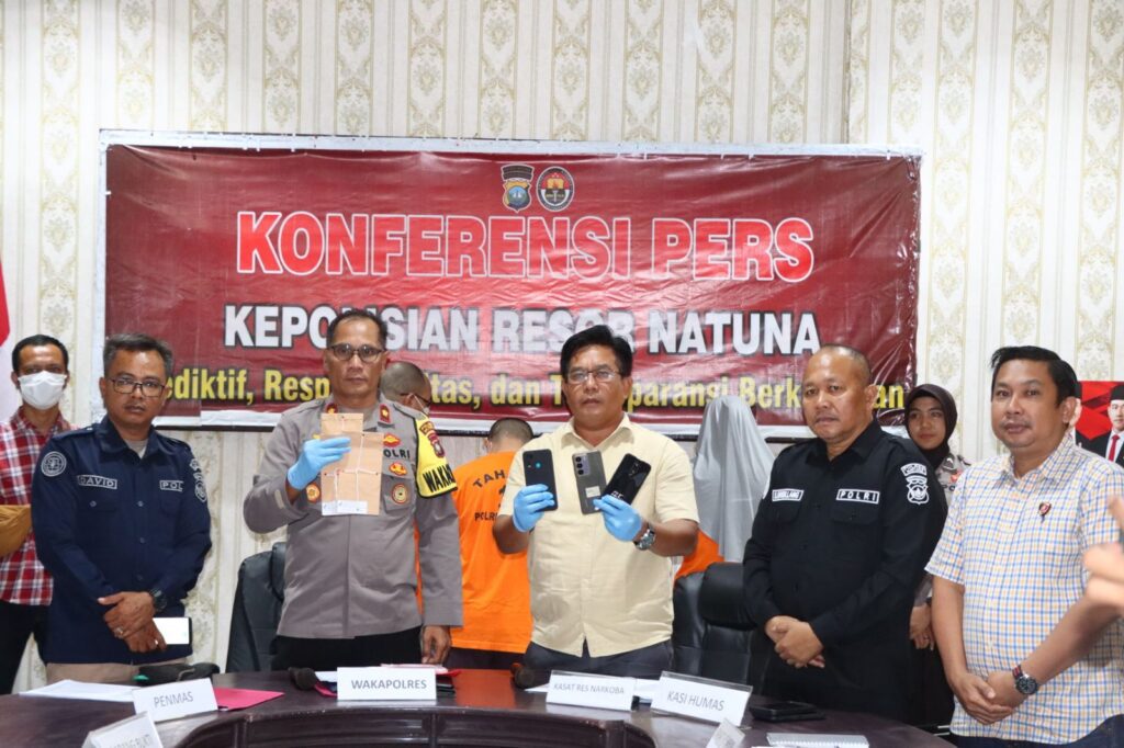 Polres Natuna saat konferensi pers pengungkapan kasus narkoba, pagi tadi. (ft rusdi)