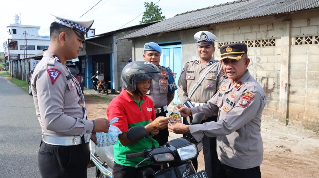 Sosialisasi mudik lebaran yang digelar Polres Lingga, kemarin. (ft gafar)