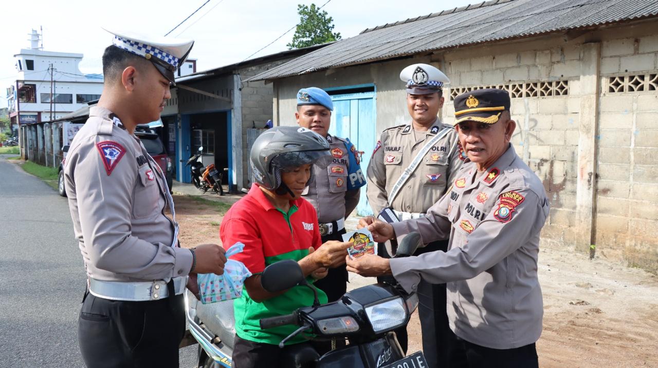 Sosialisasi mudik lebaran yang digelar Polres Lingga, kemarin. (ft gafar)