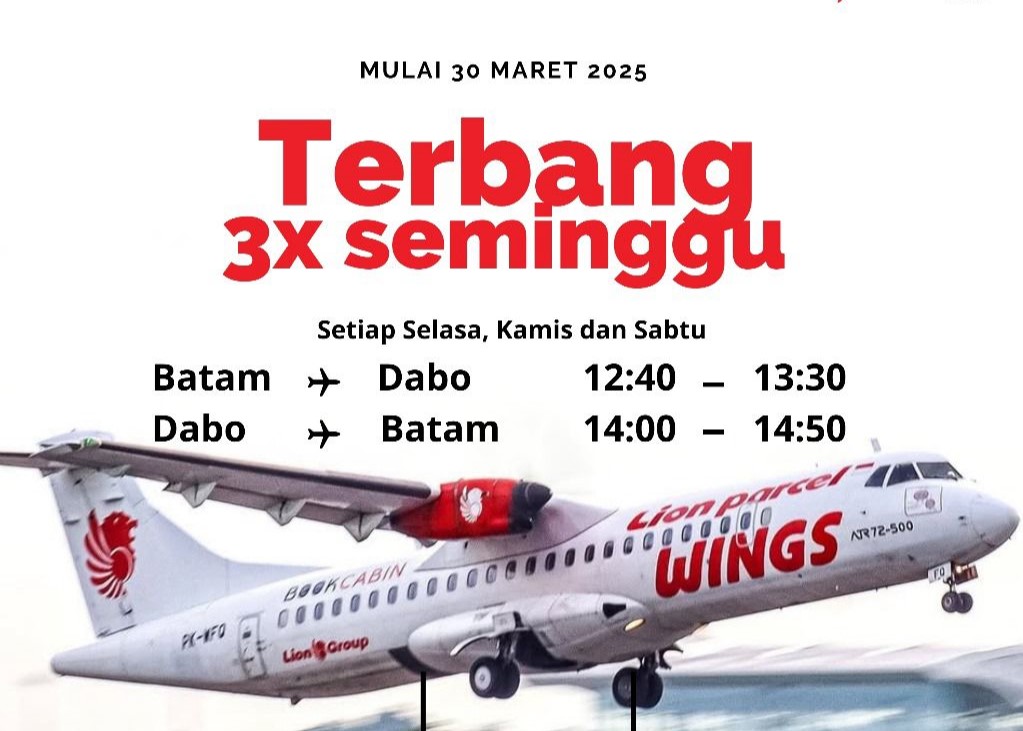 Flyer Maskapai Wings Air yang akan beroperasi kembali ke Lingga. (ft wingsair)