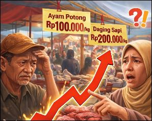 Harga Ayam Tembus Rp100 Ribu, Daging Rp200 Ribu, Warga Inhil Menjerit Jelang Idul Fitri