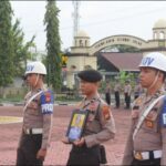 Suasana Upacara PTDH terhadap Aipda Asmadi di Maporles Bengkalis, pagi tadi. (ft humaspolres)