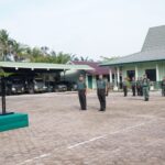 Suasana kegiatan upacara bendera di Makodim 0314 Inhil, pagi tadi. (ft muhamad)