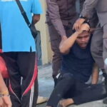 Tanahan yang mencoba melarikan diri usai tertangkap, pagi tadi. (ft muamad)(