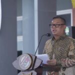 Wagub Kepri Nyanyang Haris Pratamura memberikan kata sambutan pada peresmian Mako Zona Bakamla Barat, Tengah dan Timur di Jembatan IV, Pulau Setokok, Barelang, Kota Batam, pagi tadi. (ft kominfokepri)