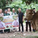 Kapolres Karimun saat menyerahkan sapi kurban, pagi tadi. (ft msarih)